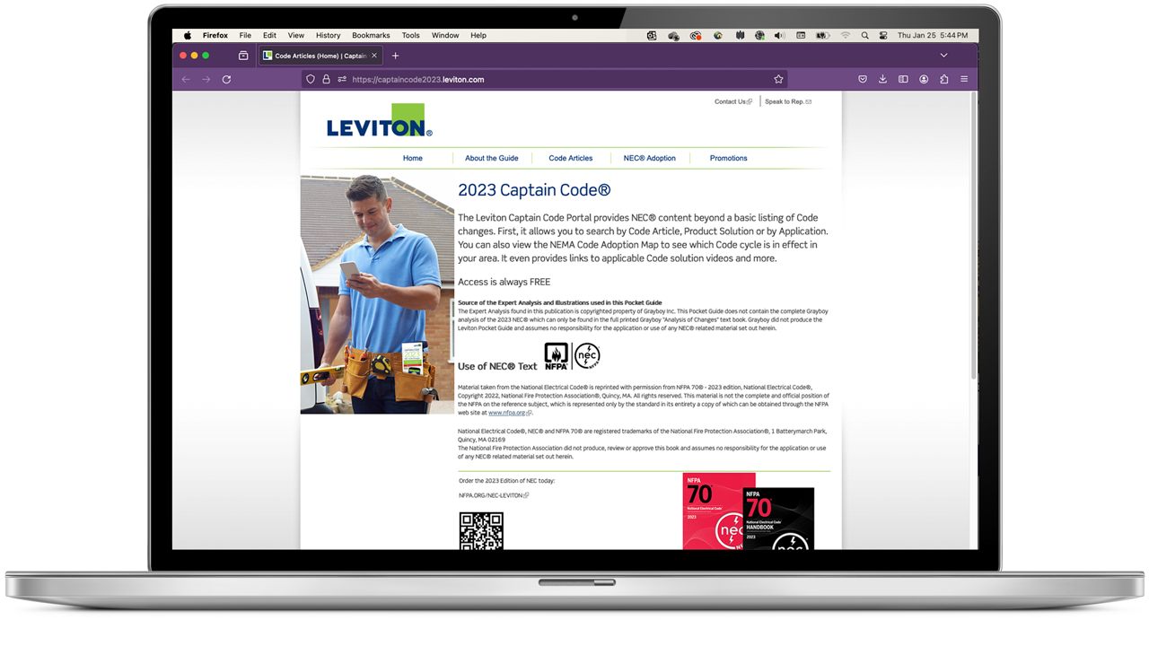Portail Capitaine Code sur ordinateur portable